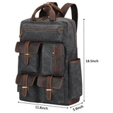 S-ZONE Vintage Crazy Horse Genuine Leather Backpack Multi Pockets Travel Bag - backpacks4less.com