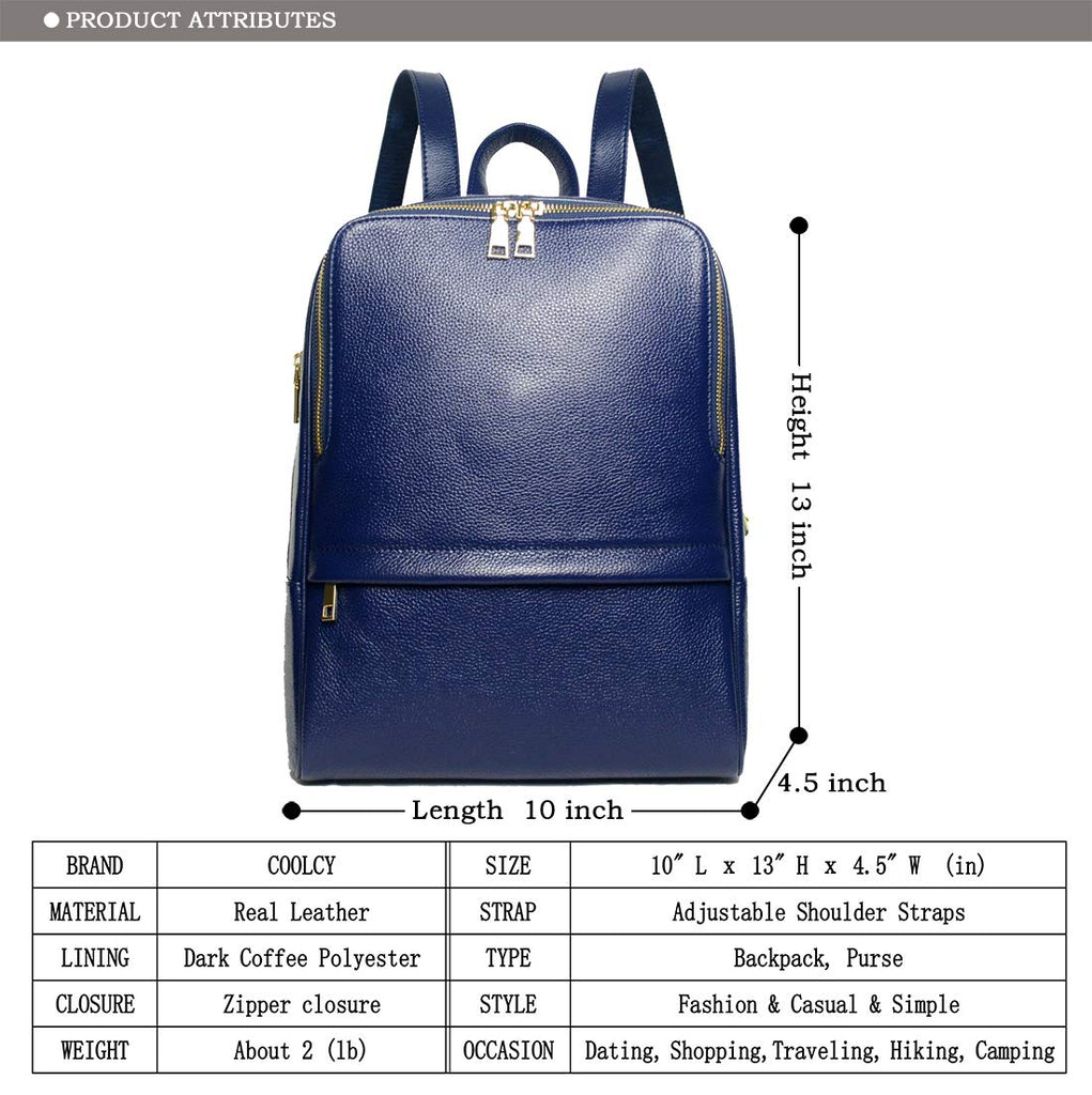 Coolcy Hot Style Women Real Genuine Leather Backpack Fashion Bag (Royal Blue) - backpacks4less.com