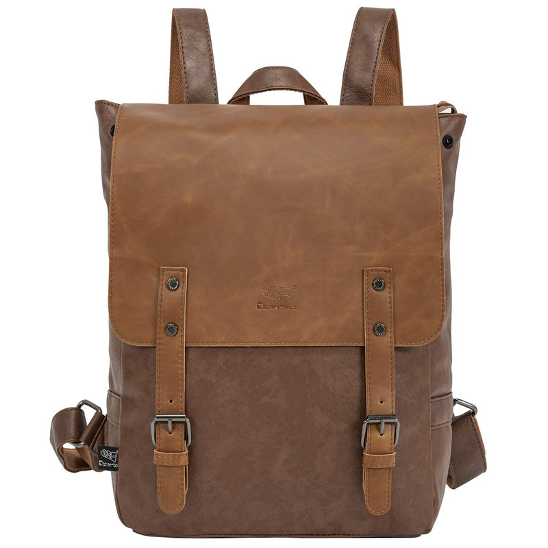 Leather Backpack for Women Men College Laptop Backpack Vintage Backpack Purse - backpacks4less.com