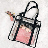 iSPECLE Clear Bag, Clear Tote Bag NFL Stadium Approved for Concert, Sport Football Games, Works, Shoulder Strap for Women Men 12 x 12 x 6 inch Black - backpacks4less.com