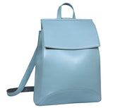 Heshe Womens Leather Backpack Casual Style Flap Backpacks Daypack for Ladies (Light Blue) - backpacks4less.com