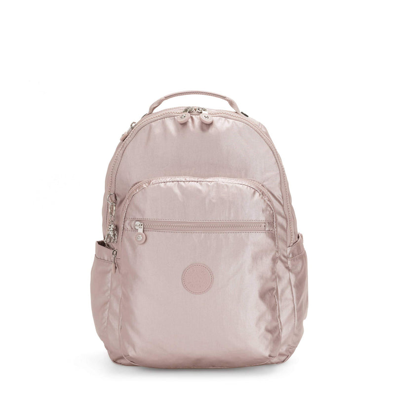 Kipling Seoul Large 15" Laptop Metallic Backpack Metallic Rose - backpacks4less.com