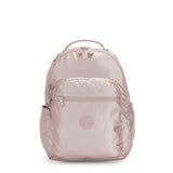 Kipling Seoul Large 15" Laptop Metallic Backpack Metallic Rose - backpacks4less.com