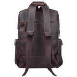 S-ZONE Vintage Crazy Horse Genuine Leather Backpack Multi Pockets Travel Bag - backpacks4less.com