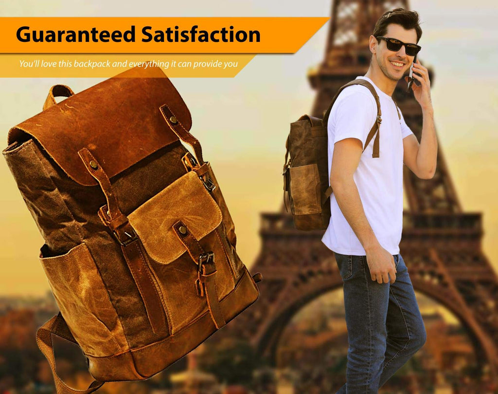 Leather backpack purse rucksack laptop bag for women and men travel sc