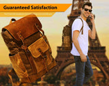 Vintage Canvas waxed Leather Backpack w/Laptop Storage (Large) High School, College, Travel Bag | Canvas and Cotton Craftsmanship | All-Purpose Rucksack for Men, Women, Kids - backpacks4less.com