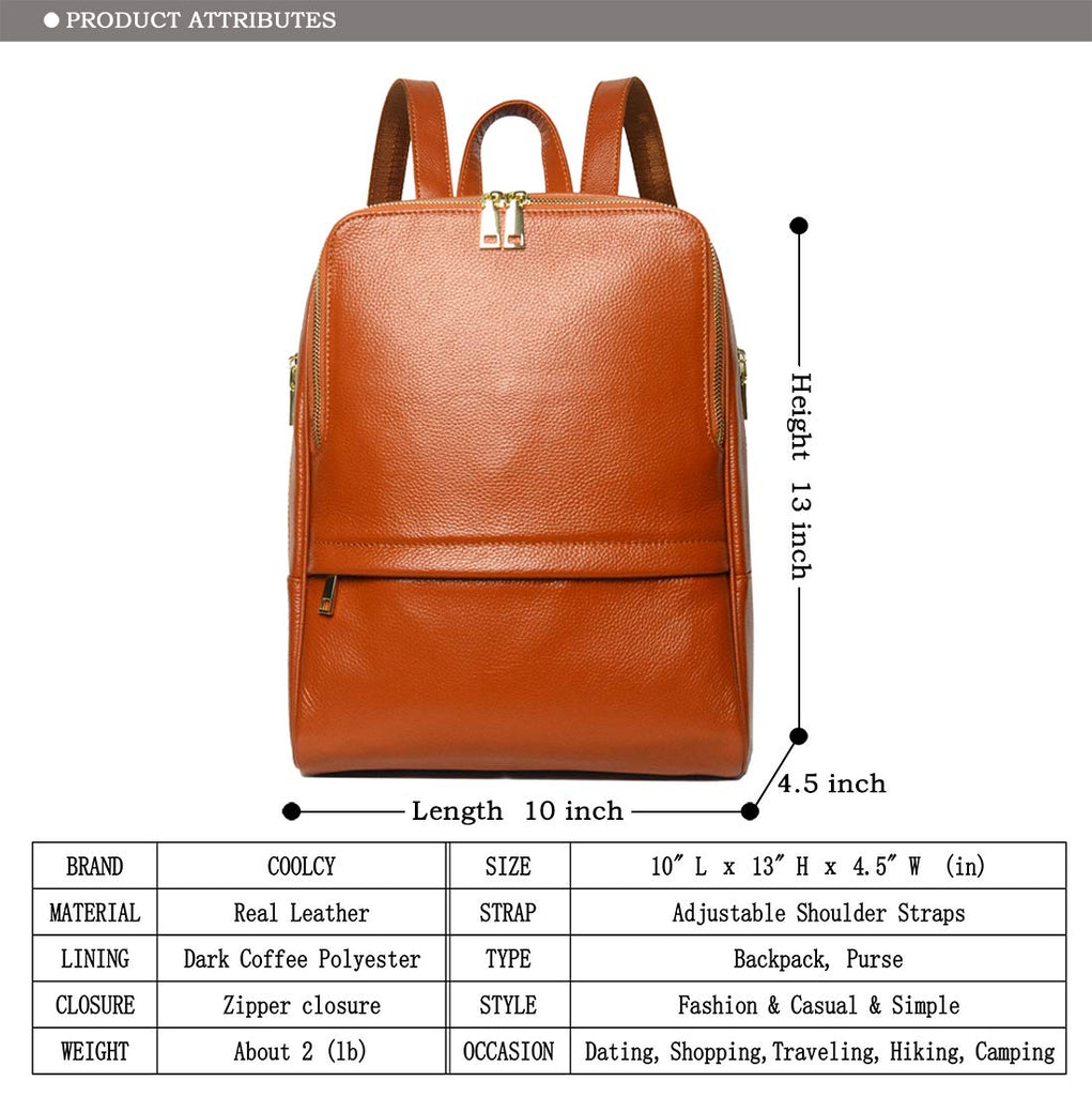 Coolcy Hot Style Women Real Genuine Leather Backpack Fashion Bag (Dark Brown) - backpacks4less.com