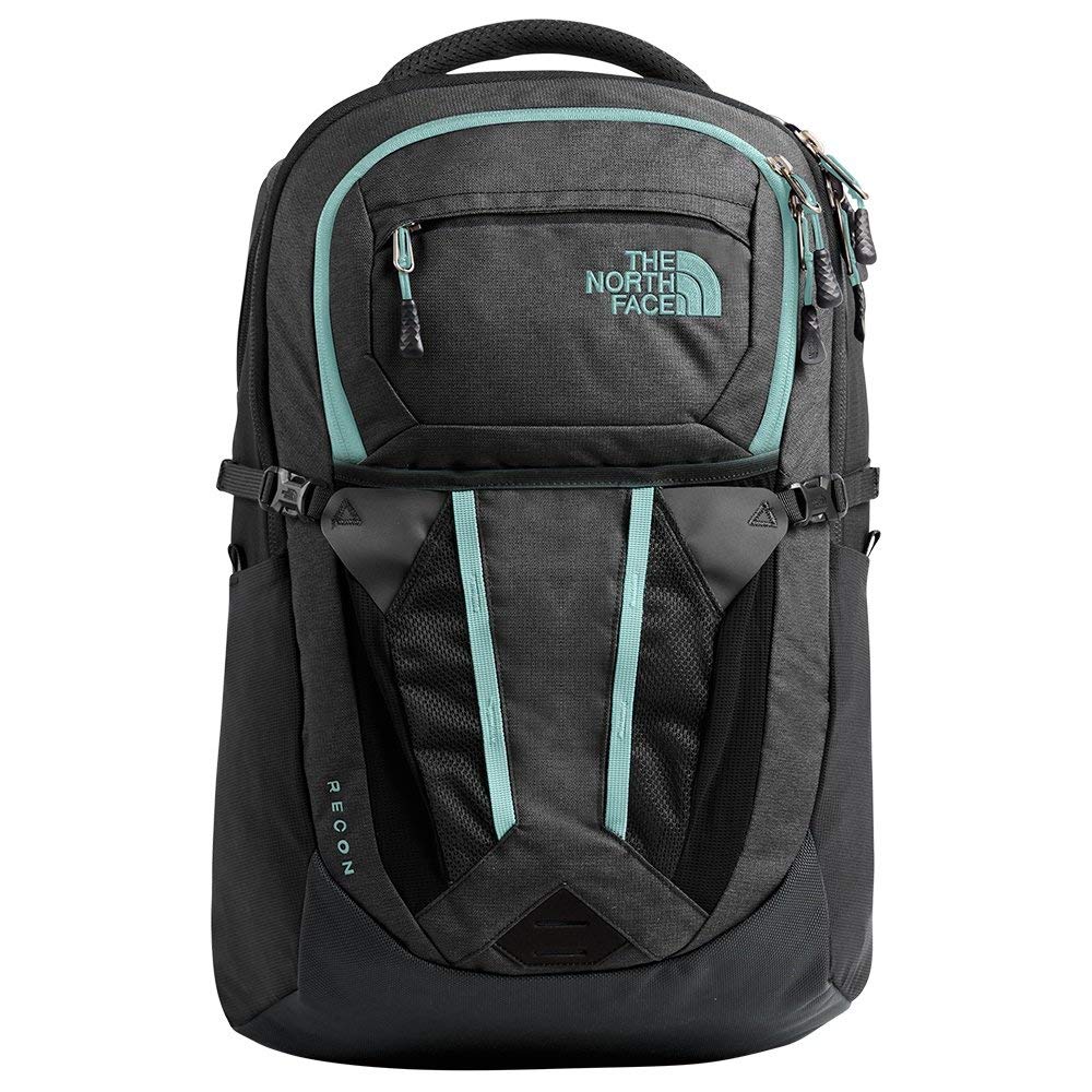black teal and coral north face backpack The Jester Adjustable Strap Zip School Travel Ba Brie external bungee storage system The North Face Women's Recon