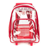 Rolling Clear Backpack Heavy Duty Bookbag Quality See Through Workbag Travel Daypack Transparent School Book Bags with Wheels Red - backpacks4less.com