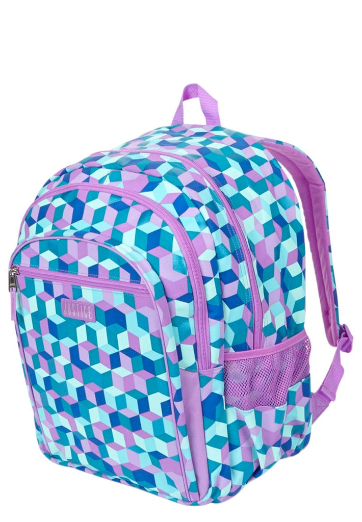 Justice Girls Geometric Backpack Blue/Purple - backpacks4less.com