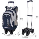 Rolling Backpack, Fanspack 2019 New Wheeled Backpack Trolley School Bags for Boys Backpack with 6 Wheels Kids Backpack - backpacks4less.com