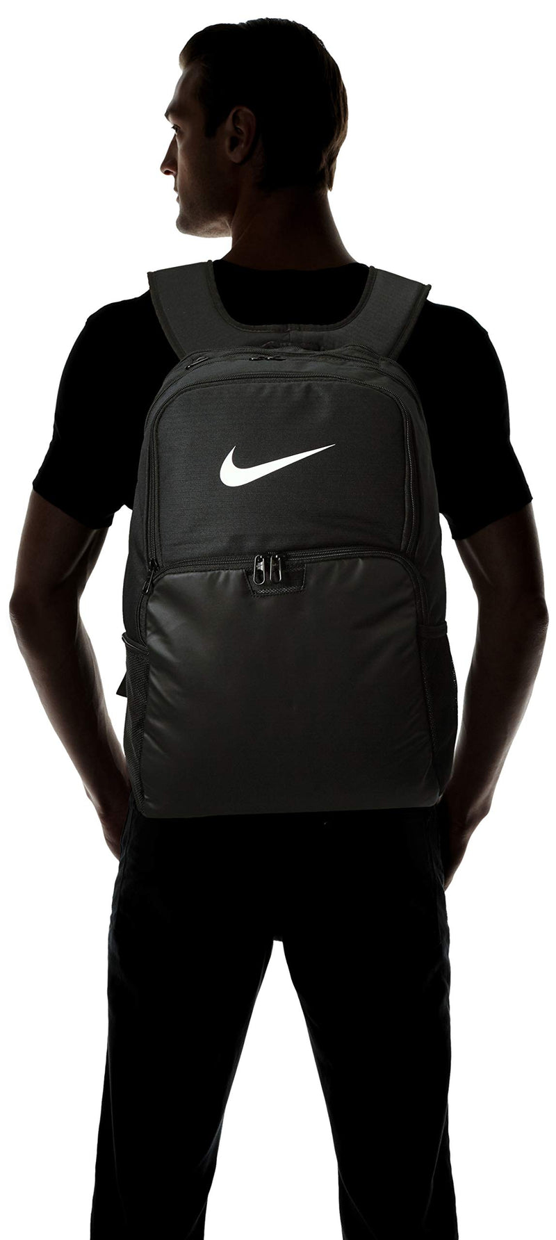 NIKE Brasilia XLarge Backpack 9.0, Black/Black/White, Misc - backpacks4less.com