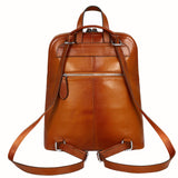 Heshe Women's Vintage Leather Backpack Casual Daypack for Ladies and Girls (Sorrel) - backpacks4less.com