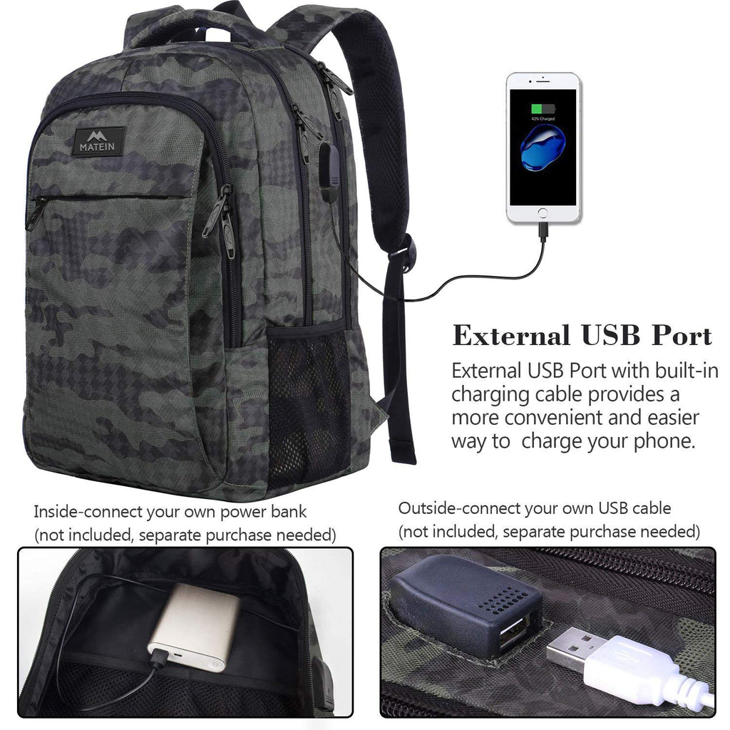 Travel Backpack with USB, Water Resistant Durable College School Backp –
