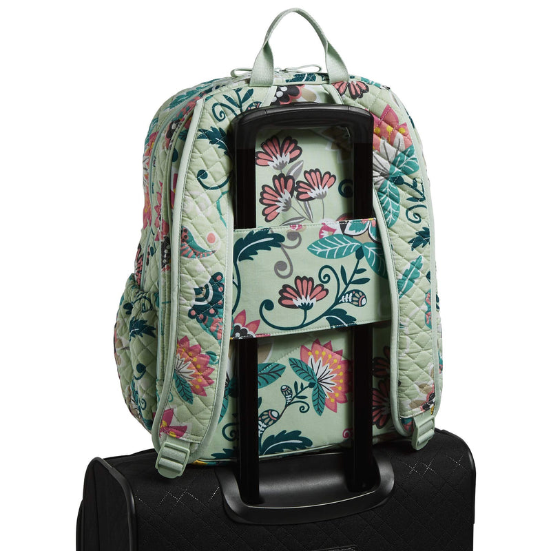 Vera Bradley Signature Cotton Campus Backpack, Mint Flowers - backpacks4less.com