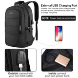 Travel Laptop Backpack, Anti Theft Business Laptop Backpack with USB Charging Port and Headphone Interface fits Under 17.3" Laptop, for College Student Work Men & Women - backpacks4less.com