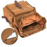 Kattee Men's Leather Canvas Backpack Large School Bag Travel Rucksack Khaki - backpacks4less.com