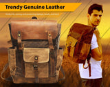 Vintage Canvas waxed Leather Backpack w/Laptop Storage (Large) High School, College, Travel Bag | Canvas and Cotton Craftsmanship | All-Purpose Rucksack for Men, Women, Kids - backpacks4less.com