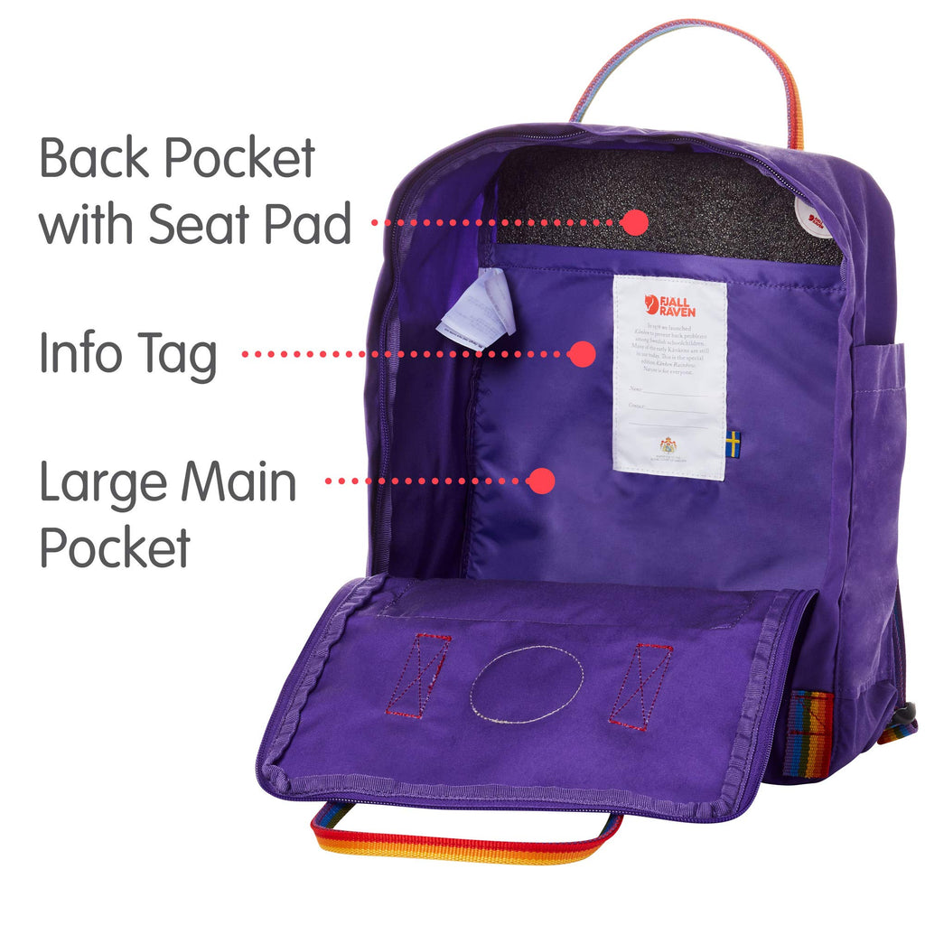 Fjallraven - Kanken Classic Backpack for Everyday, Purple/Rainbow Pattern - backpacks4less.com