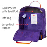 Fjallraven - Kanken Classic Backpack for Everyday, Purple/Rainbow Pattern - backpacks4less.com