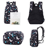 School Backpack for Girls Kids Boys Laptop School Bags Bookbags Set (Black-T02) - backpacks4less.com