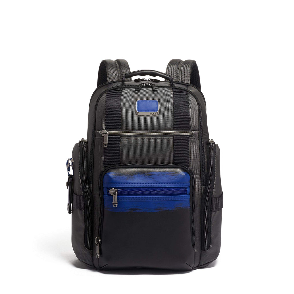 TUMI - Alpha Bravo Sheppard Deluxe Brief Pack Laptop Backpack - 15 Inch Computer Bag for Men and Women - Brushed Blue - backpacks4less.com