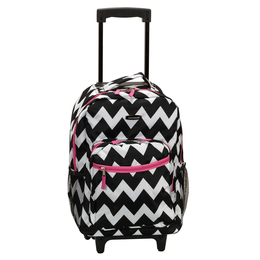 Rockland 17" Rolling Backpack, Pinkchevron, One Size - backpacks4less.com