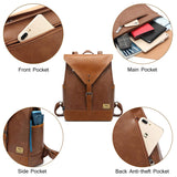 Zebella Vintage Vegan Leather Backpack for Women Men,Brown Faux Leather Laptop Backpack College School Bookbag Travel Daypack - backpacks4less.com