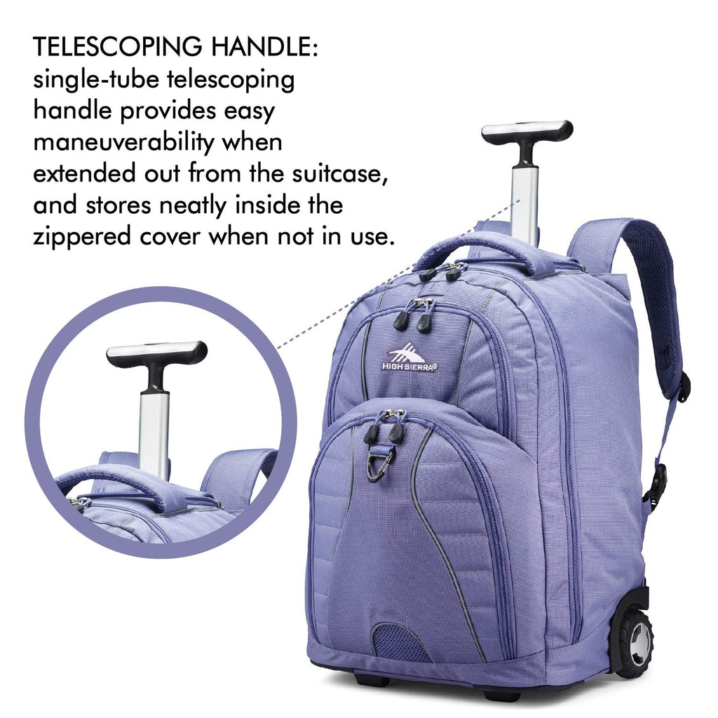 High Sierra Freewheel Wheeled Laptop Backpack, 15-inch Student Laptop Backpack Purple Smoke High Sierra Freewheel Wheeled Laptop Backpack, 15-inch Student Laptop Backpack Purple Smoke