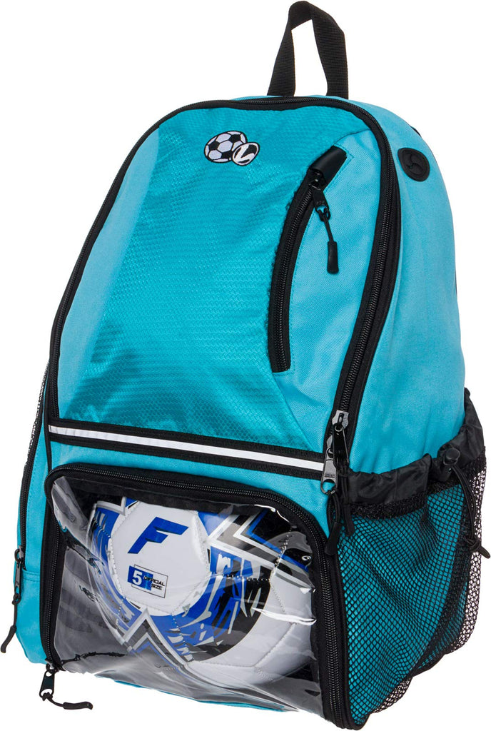 LISH Soccer Backpack - Large School Sports Gym Bag w/ Ball Compartment (Aqua) - backpacks4less.com