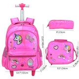 Meetbelify Girls Unicorn Rolling Backpack Wheel Backpacks for Girls for School Backpack with Wheels Kids Trolley Luggage School Bags - backpacks4less.com