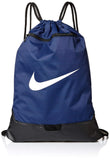 Nike Brasilia Training Gymsack, Drawstring Backpack with Zipper Pocket and Reinforced Bottom, Midnight Navy/Black/White