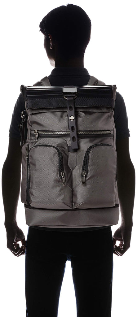 Tumi Men's Alpha Bravo London Roll Top Backpack, Grey/Embossed, One Size - backpacks4less.com