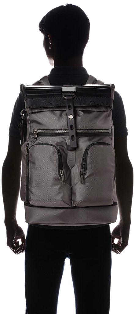 Tumi Men's Alpha Bravo London Roll Top Backpack, Grey/Embossed, One Si –