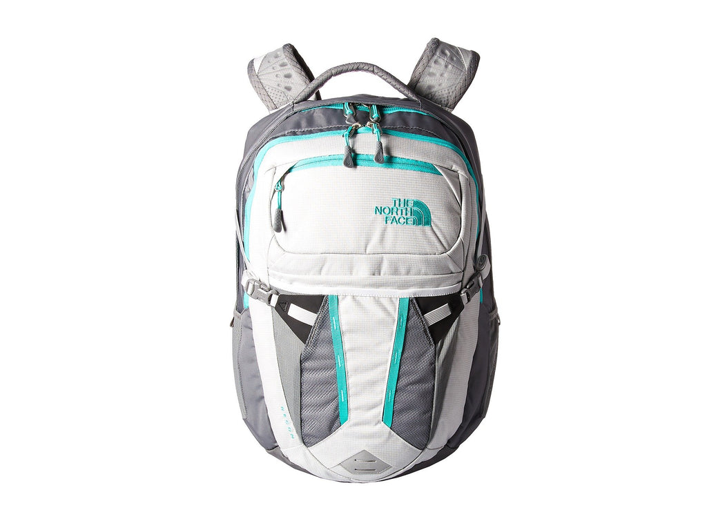 north face backpack womens white The North Face Women's Women's Recon Glacier Grey White Heather/Pool Green One Size