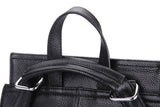 Heshe Womens Leather Backpack Casual Style Flap Backpacks Daypack for Ladies (Black-R) - backpacks4less.com
