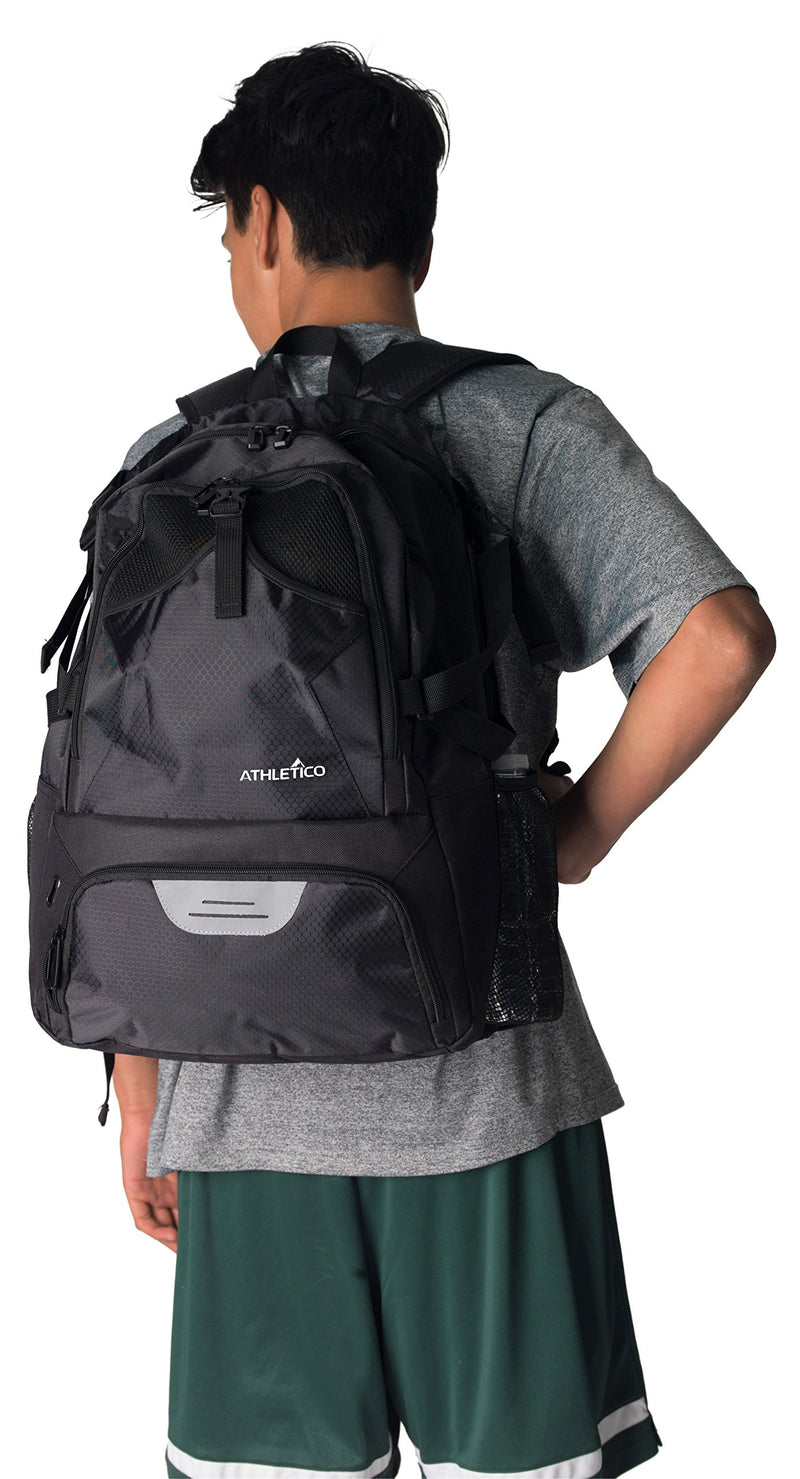 Athletico National Soccer Bag - Backpack for Soccer, Basketball & Football Includes Separate Cleat and Ball Holder (Black) - backpacks4less.com
