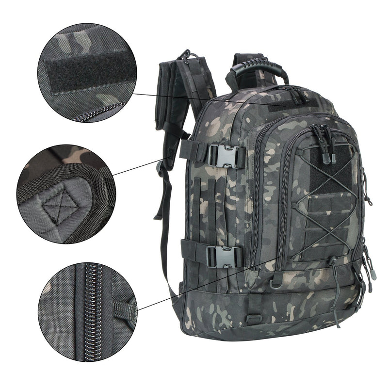 Military Expandable Travel Backpack Tactical Waterproof Work Backpack for Men(black-multicam) - backpacks4less.com