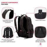 SWISSGEAR Large Padded 15-inch Laptop Backpack | Work, School, Commute | Men's and Women's - Black - backpacks4less.com
