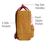 Fjallraven - Kanken Mini Classic Backpack for Everyday, Acorn/Ox Red - backpacks4less.com