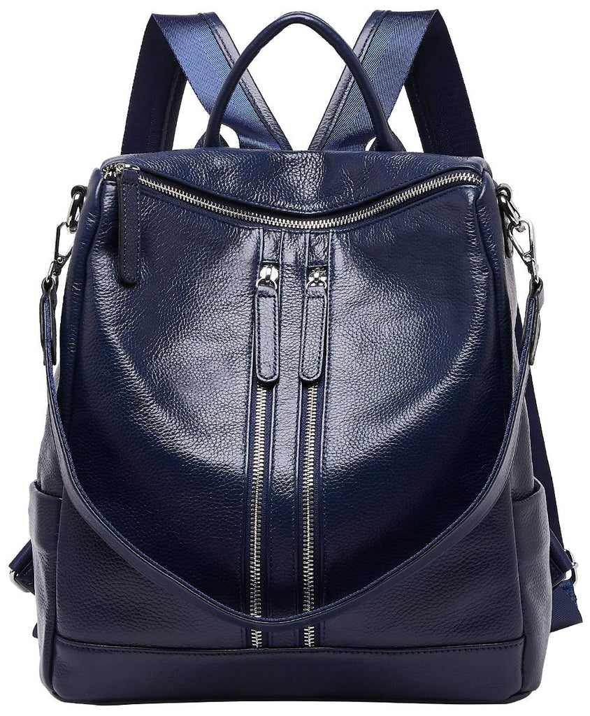 BOYATU Convertible Genuine Leather Backpack Purse for Women Fashion Travel Bag Blue-03 - backpacks4less.com