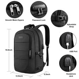 Travel Laptop Backpack, Anti Theft Business Laptop Backpack with USB Charging Port and Headphone Interface fits Under 17.3" Laptop, for College Student Work Men & Women - backpacks4less.com