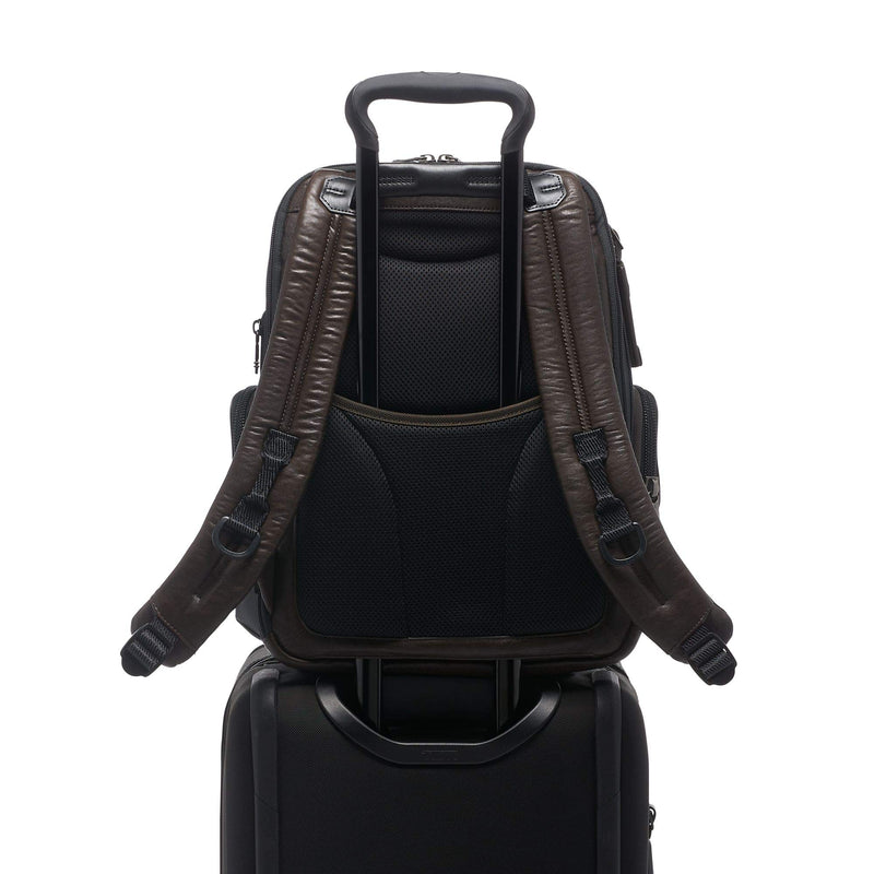 TUMI - Alpha Bravo Nathan Leather Laptop Backpack - 15 Inch Computer Bag for Men and Women - Dark Brown - backpacks4less.com