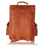 Brown Leather Rucksack Vintage Backpack - Fits 15 Inch Laptops and iPads - Handsome Patina Deepens as Ages - Waterproof, Ideal for Business, Travel, Gym - Suits Men or Women - backpacks4less.com