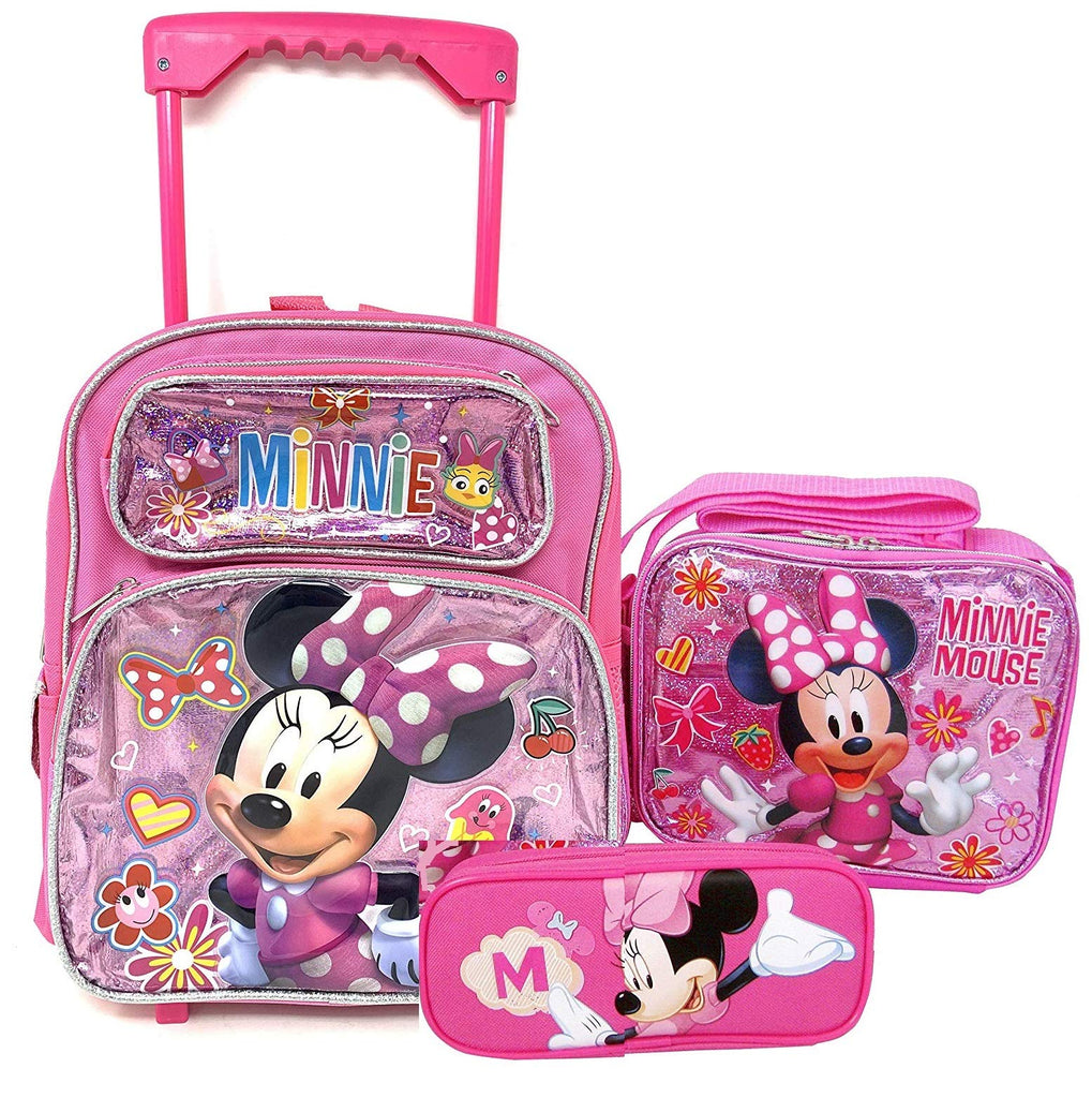 Disney mini Minnie Mouse Medium Rolling Backpack, lunch Box and