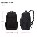 SWISSGEAR Large Padded 15-inch Laptop Backpack | Work, School, Commute | Men's and Women's - Black - backpacks4less.com