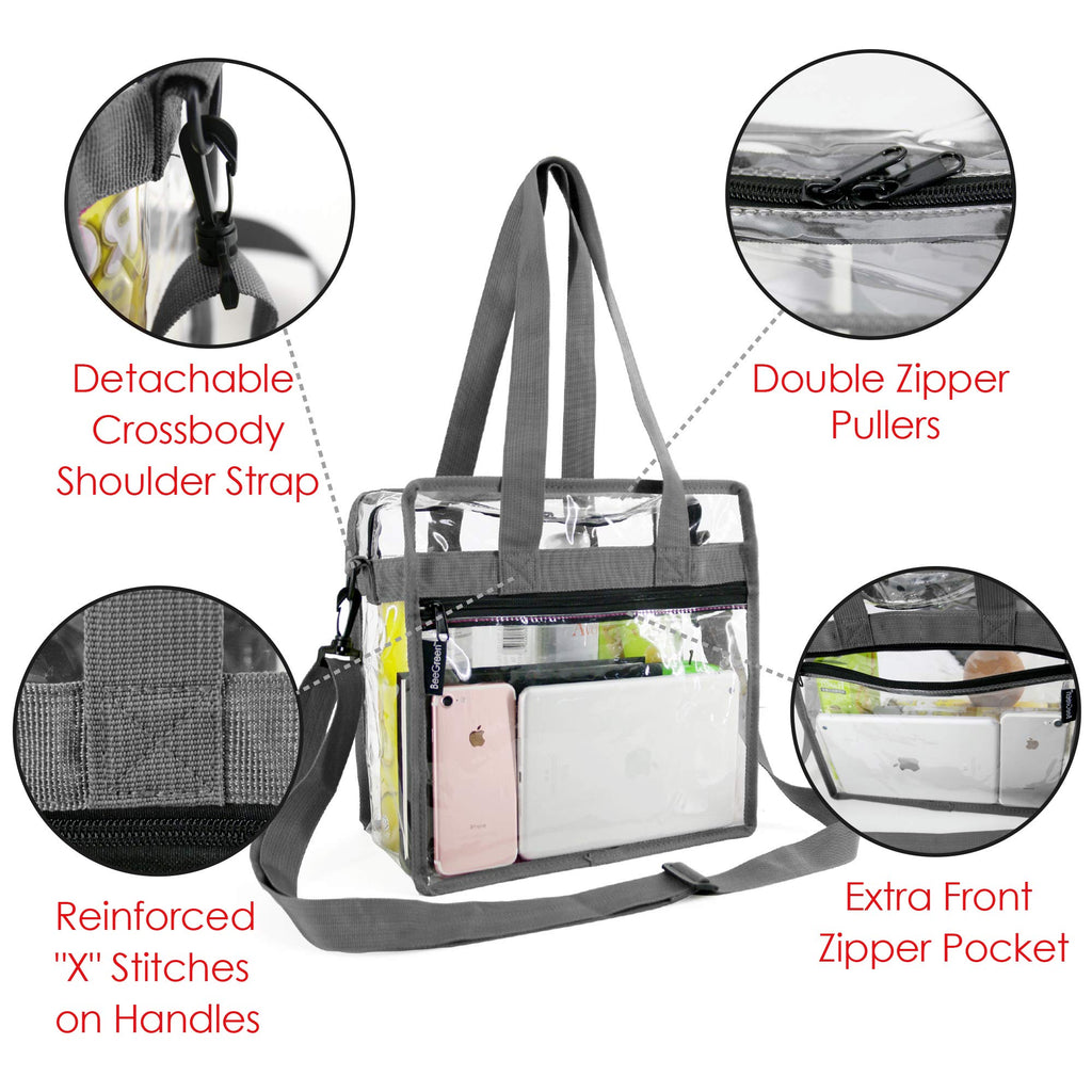 Clear-Bag-For-Women-Stadium-Approved-12 x 12 x 6, NCAA NFL& PGA Security Approved Shoulder Messenger Tote Bag with Adjustable Strap - backpacks4less.com