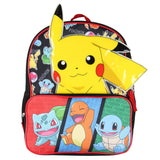 Pokemon Backpack 3D Pikachu Bulbasaur Squirtle Charmander 14" Kids School Travel Backpack