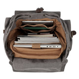 Kattee Men's Leather Canvas Backpack Large School Bag Travel Rucksack Gray - backpacks4less.com
