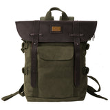 Leather Backpack for Men TOPWOLFS Canvas Backpack Vintage Rucksack fit 15.6" Laptop School Travel Bag - backpacks4less.com